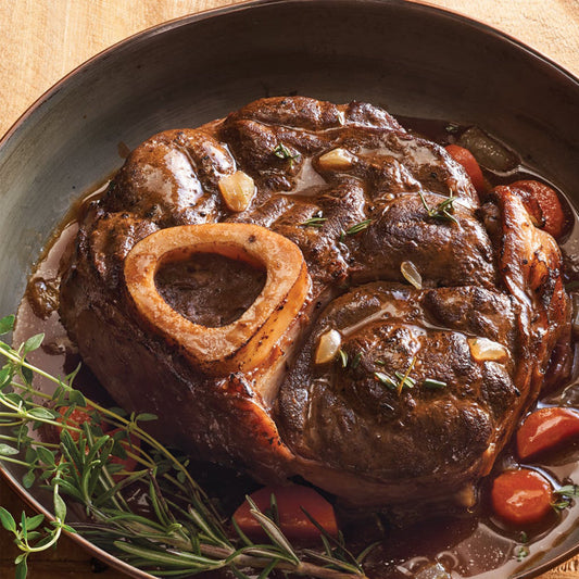 Osso Bucco is a like a veal stew with the marrow bone. Buy at Kolikof.com.